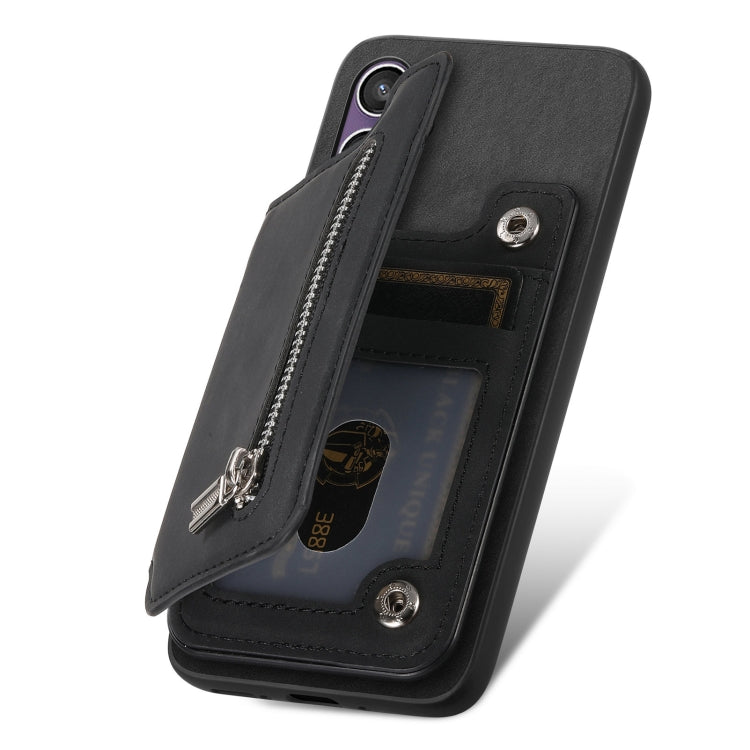 For Samsung Galaxy S23 FE 5G Retro MagSafe Zipper Wallet Card Bag Back Phone Case