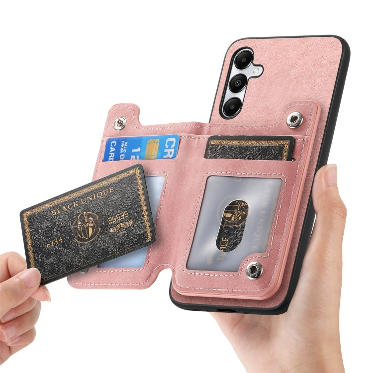 For Samsung Galaxy M14 5G Retro MagSafe Zipper Wallet Card Bag Back Phone Case