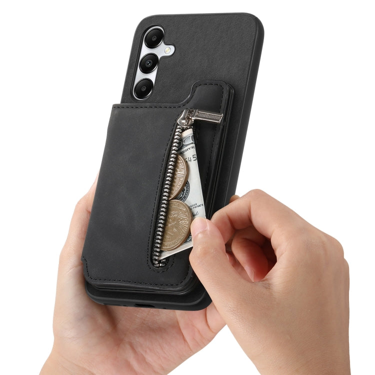 For Samsung Galaxy M14 5G Retro MagSafe Zipper Wallet Card Bag Back Phone Case
