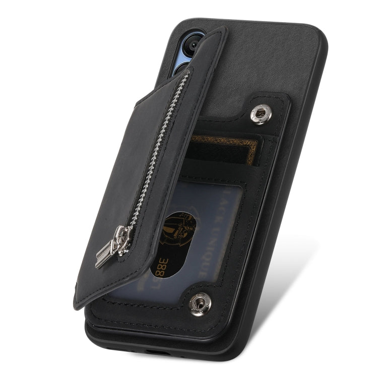 For Samsung Galaxy A24 5G Retro MagSafe Zipper Wallet Card Bag Back Phone Case