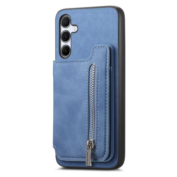 For Samsung Galaxy A34 5G Retro MagSafe Zipper Wallet Card Bag Back Phone Case