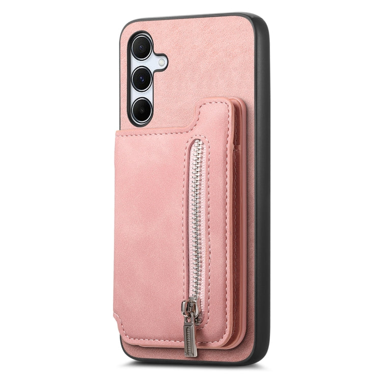 For Samsung Galaxy A34 5G Retro MagSafe Zipper Wallet Card Bag Back Phone Case