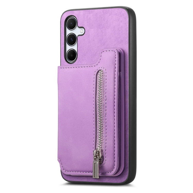 For Samsung Galaxy A34 5G Retro MagSafe Zipper Wallet Card Bag Back Phone Case