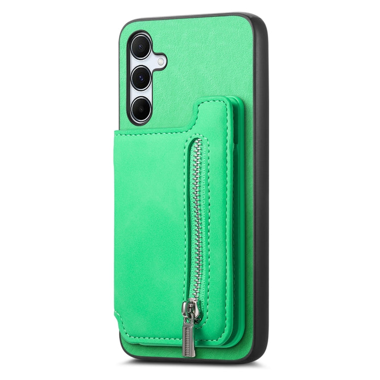 For Samsung Galaxy A34 5G Retro MagSafe Zipper Wallet Card Bag Back Phone Case