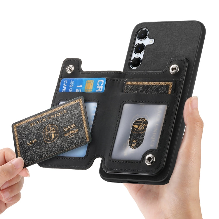 For Samsung Galaxy A34 5G Retro MagSafe Zipper Wallet Card Bag Back Phone Case