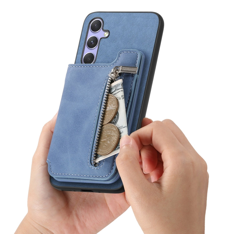 For Samsung Galaxy A54 5G Retro MagSafe Zipper Wallet Card Bag Back Phone Case