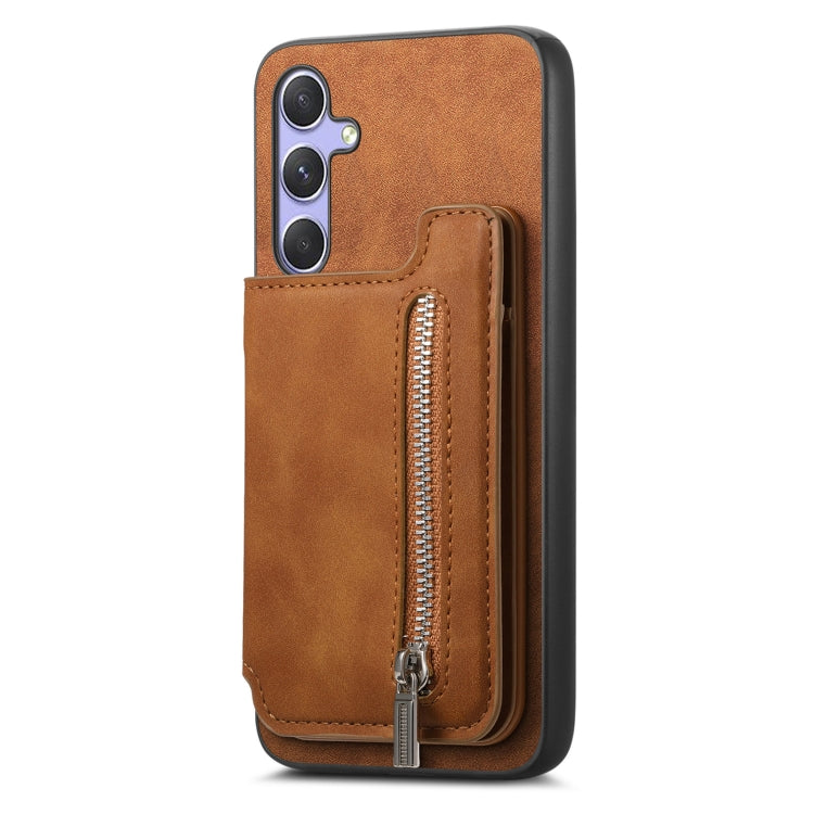 For Samsung Galaxy A54 5G Retro MagSafe Zipper Wallet Card Bag Back Phone Case