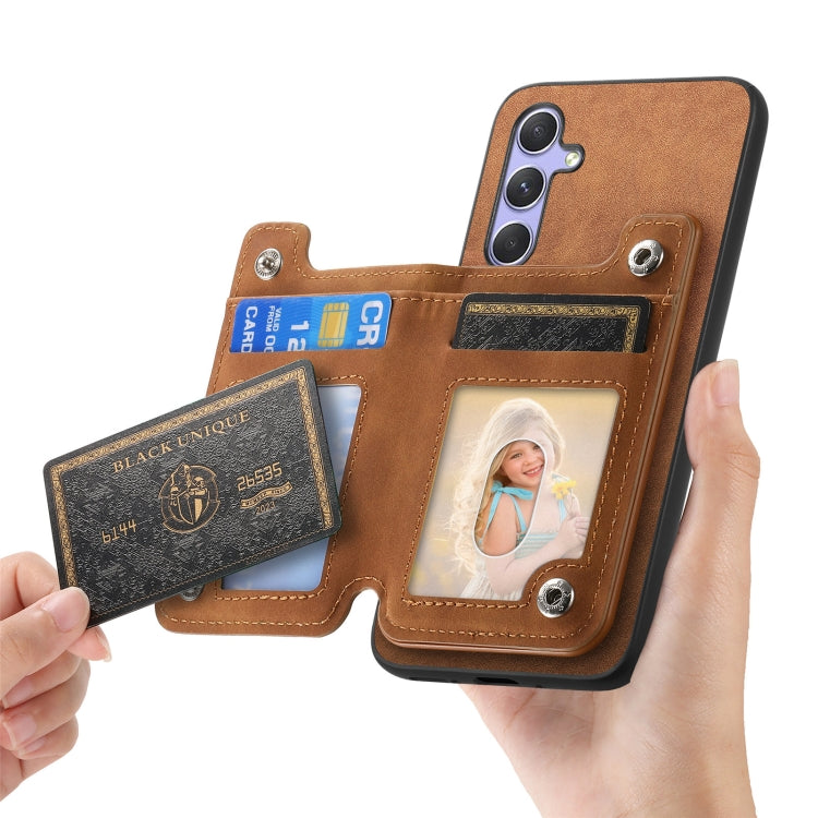 For Samsung Galaxy A54 5G Retro MagSafe Zipper Wallet Card Bag Back Phone Case