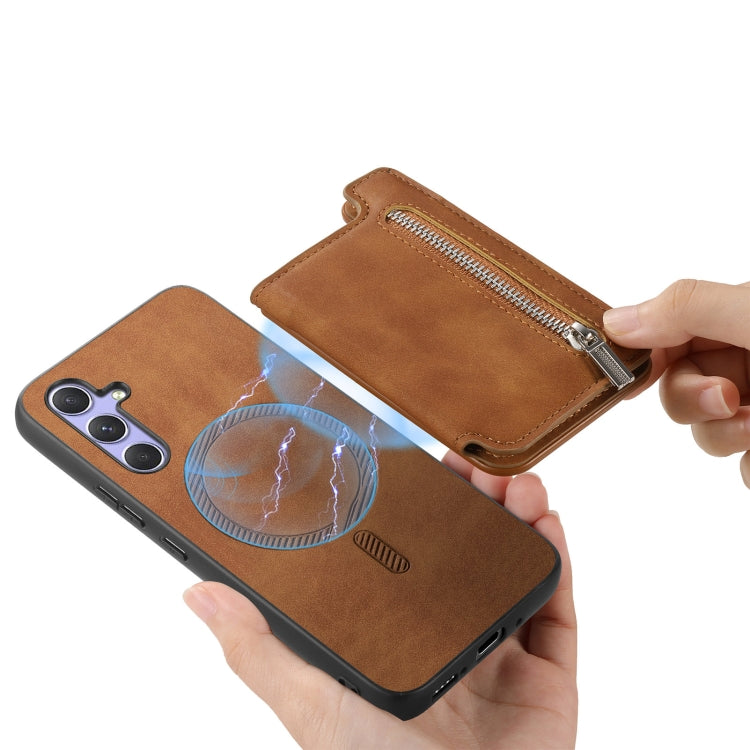 For Samsung Galaxy A54 5G Retro MagSafe Zipper Wallet Card Bag Back Phone Case