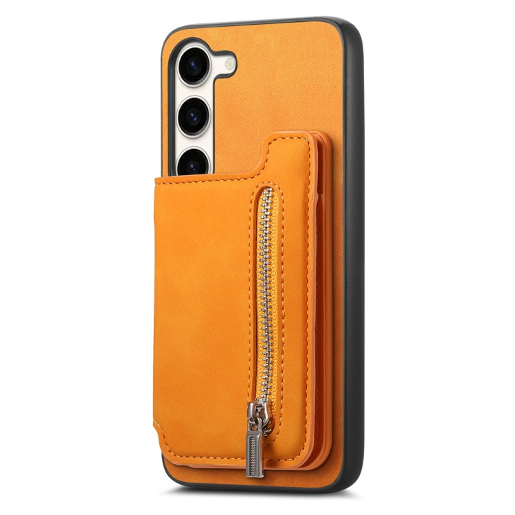 For Samsung Galaxy S23+ 5G Retro MagSafe Zipper Wallet Card Bag Back Phone Case