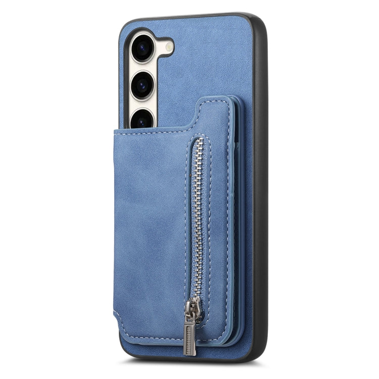 For Samsung Galaxy S23+ 5G Retro MagSafe Zipper Wallet Card Bag Back Phone Case