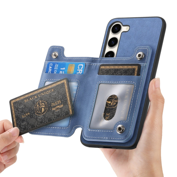 For Samsung Galaxy S23+ 5G Retro MagSafe Zipper Wallet Card Bag Back Phone Case