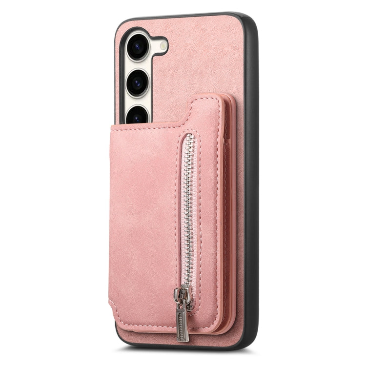 For Samsung Galaxy S23+ 5G Retro MagSafe Zipper Wallet Card Bag Back Phone Case