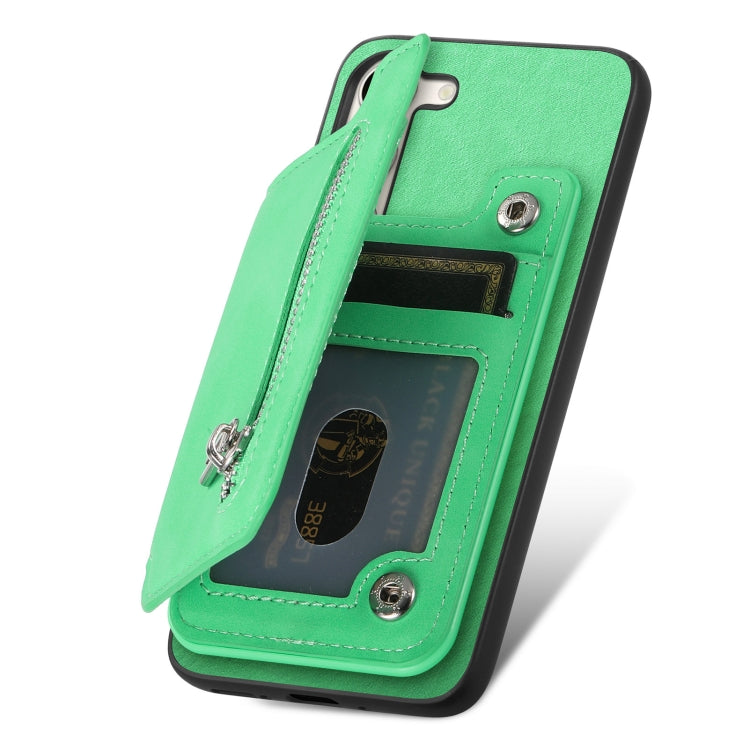 For Samsung Galaxy S23+ 5G Retro MagSafe Zipper Wallet Card Bag Back Phone Case