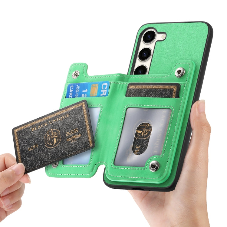 For Samsung Galaxy S23+ 5G Retro MagSafe Zipper Wallet Card Bag Back Phone Case