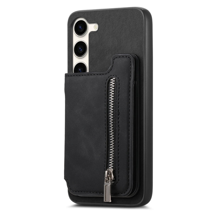 For Samsung Galaxy S23+ 5G Retro MagSafe Zipper Wallet Card Bag Back Phone Case