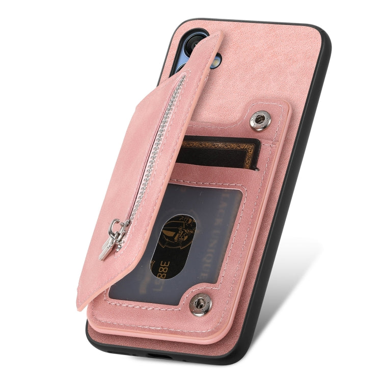 For Samsung Galaxy A16 Retro MagSafe Zipper Wallet Card Bag Back Phone Case