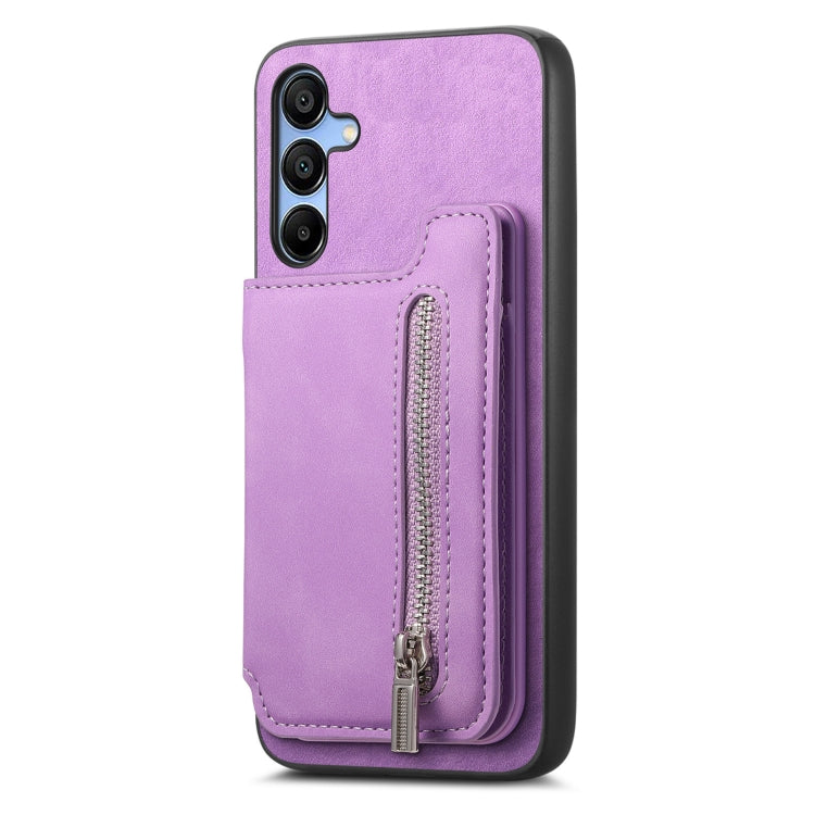 For Samsung Galaxy A16 Retro MagSafe Zipper Wallet Card Bag Back Phone Case