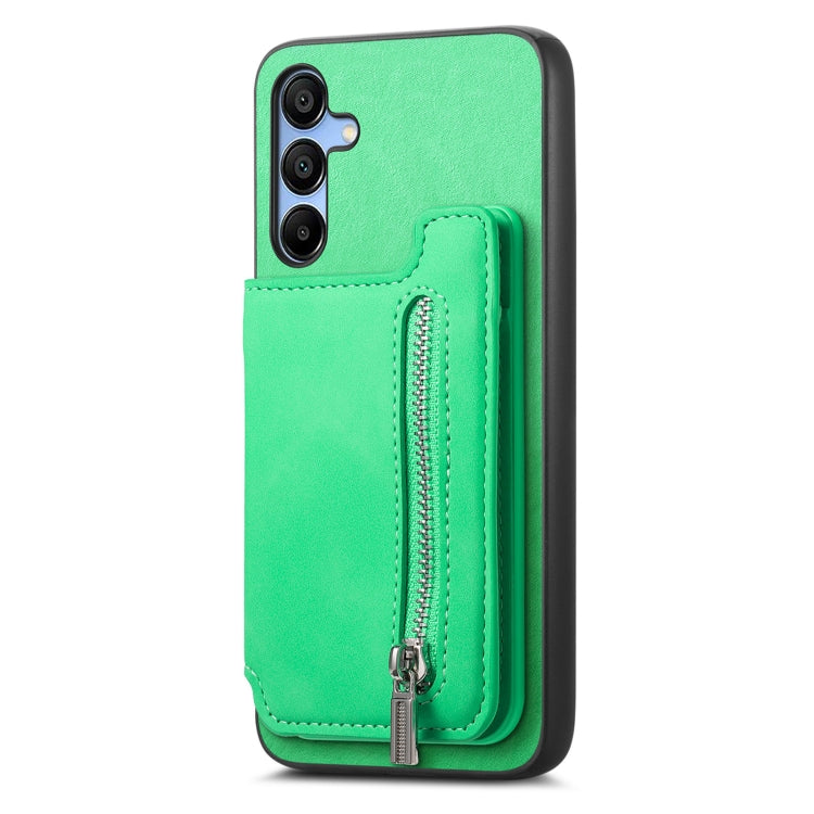 For Samsung Galaxy A16 Retro MagSafe Zipper Wallet Card Bag Back Phone Case