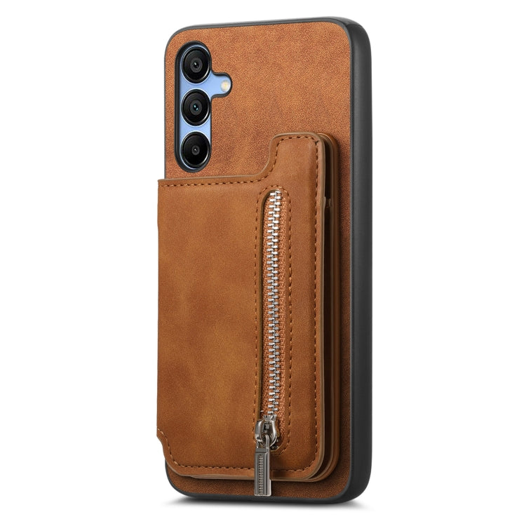 For Samsung Galaxy A16 Retro MagSafe Zipper Wallet Card Bag Back Phone Case
