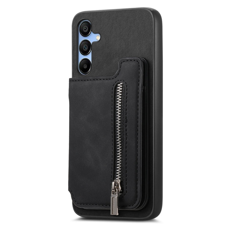 For Samsung Galaxy A16 Retro MagSafe Zipper Wallet Card Bag Back Phone Case