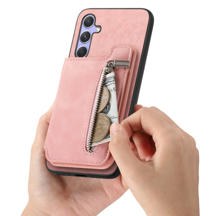 For Samsung Galaxy M34 / F34 5G Retro MagSafe Zipper Wallet Card Bag Back Phone Case