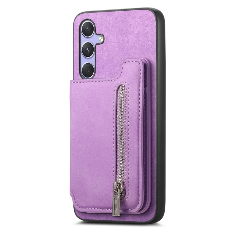 For Samsung Galaxy M34 / F34 5G Retro MagSafe Zipper Wallet Card Bag Back Phone Case
