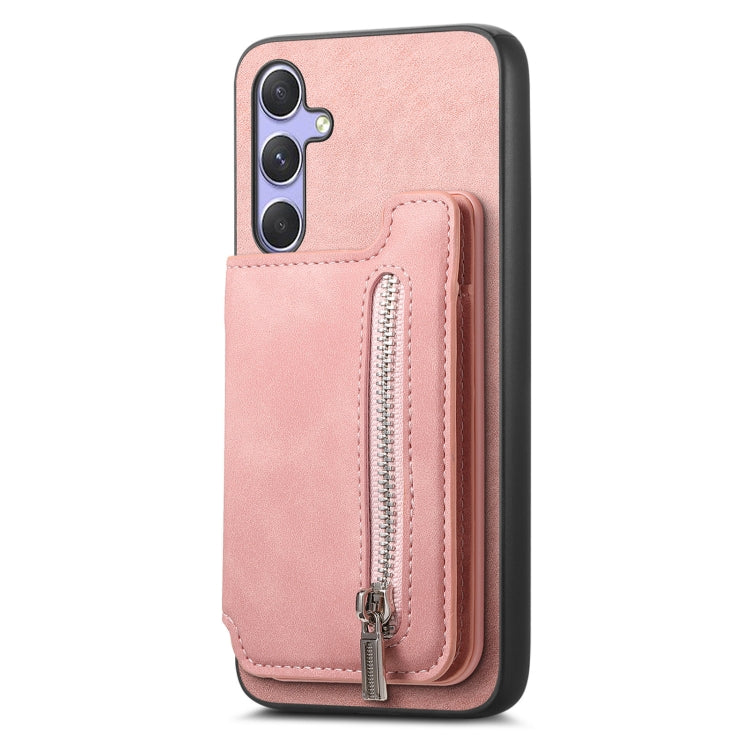 For Samsung Galaxy M54 / F54 5G Retro MagSafe Zipper Wallet Card Bag Back Phone Case