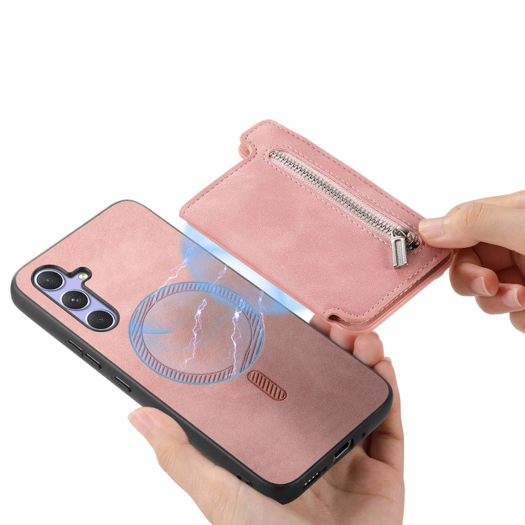 For Samsung Galaxy M54 / F54 5G Retro MagSafe Zipper Wallet Card Bag Back Phone Case