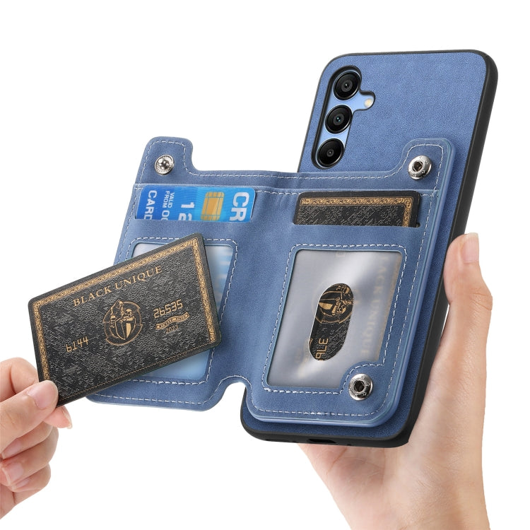 For Samsung Galaxy A14 Retro MagSafe Zipper Wallet Card Bag Back Phone Case