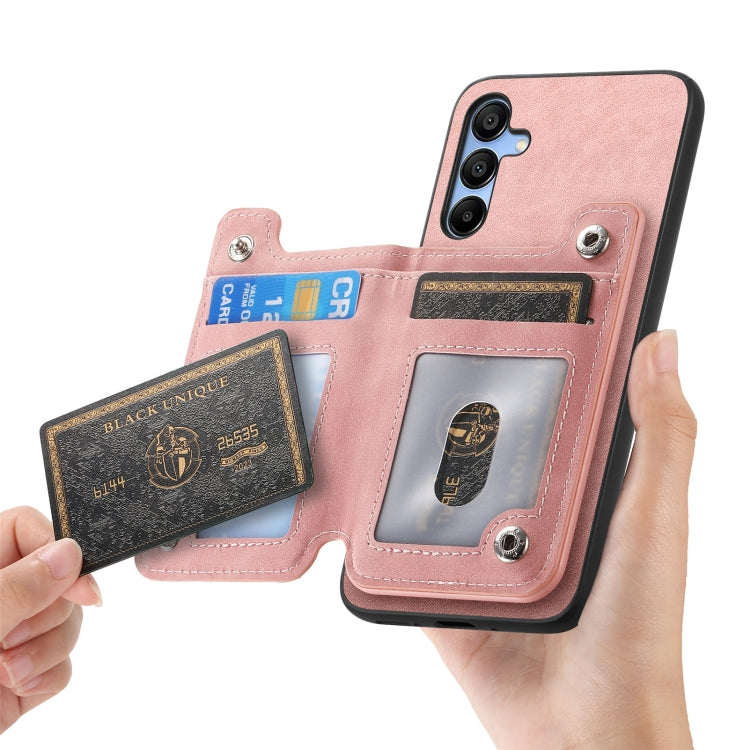 For Samsung Galaxy A14 Retro MagSafe Zipper Wallet Card Bag Back Phone Case