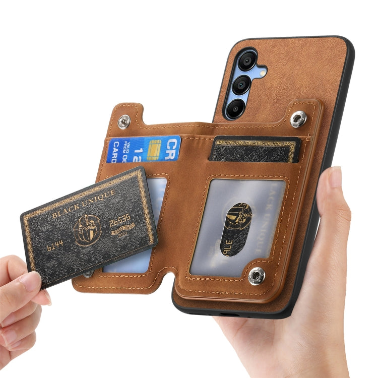 For Samsung Galaxy A14 Retro MagSafe Zipper Wallet Card Bag Back Phone Case