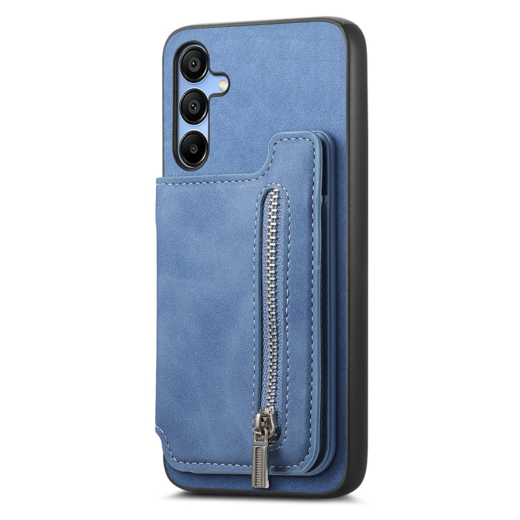 For Samsung Galaxy S25 5G Retro MagSafe Zipper Wallet Card Bag Back Phone Case
