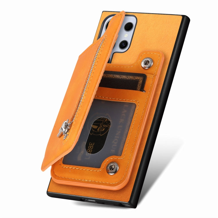 For Samsung Galaxy S25 Ultra 5G Retro MagSafe Zipper Wallet Card Bag Back Phone Case
