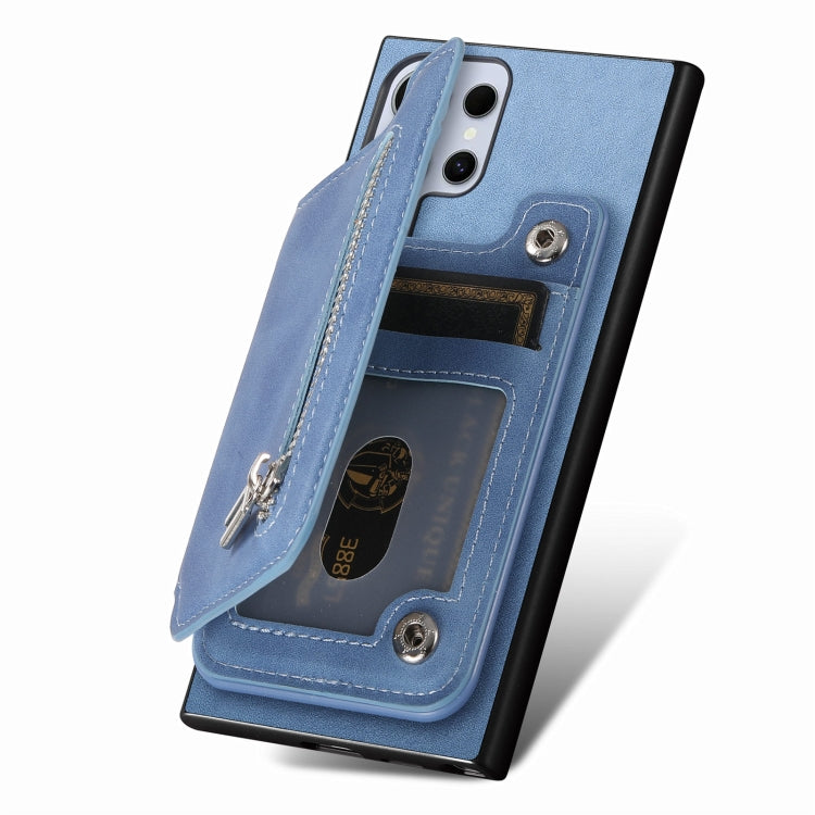 For Samsung Galaxy S25 Ultra 5G Retro MagSafe Zipper Wallet Card Bag Back Phone Case