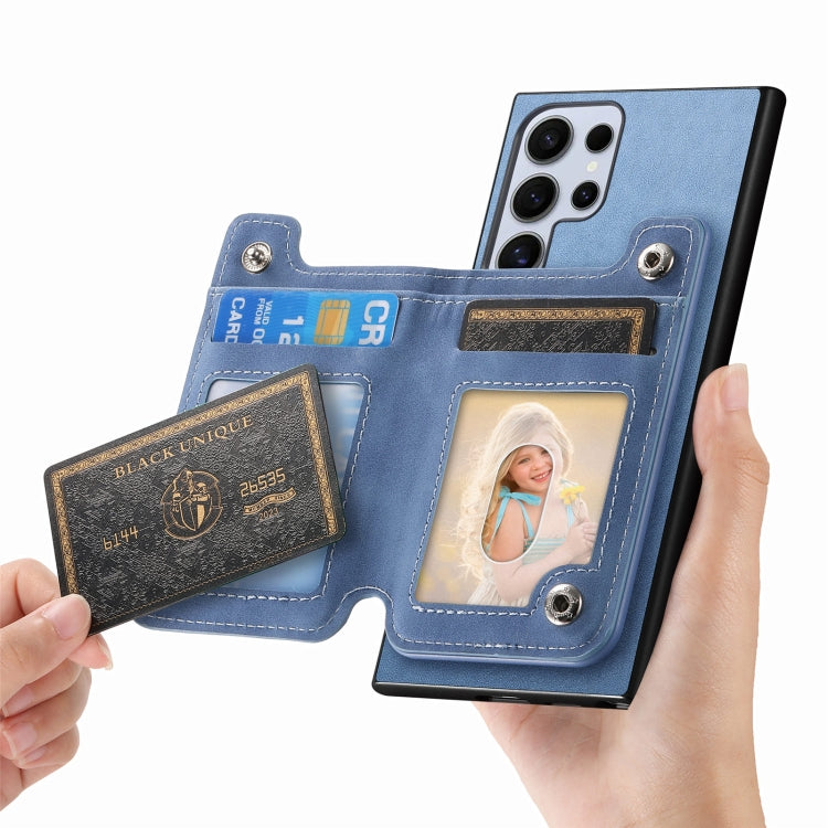 For Samsung Galaxy S25 Ultra 5G Retro MagSafe Zipper Wallet Card Bag Back Phone Case