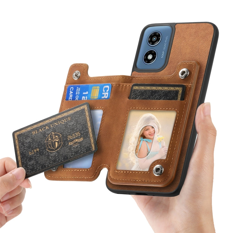 For Motorola Moto G Play 2024 4G Retro MagSafe Zipper Wallet Card Bag Back Phone Case