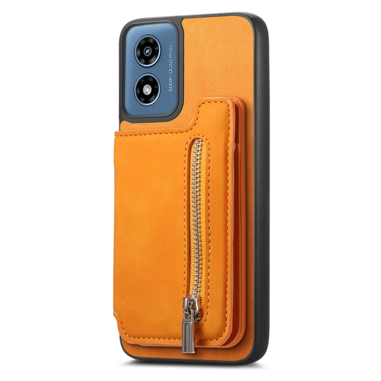 For Motorola Moto G Power 2024 5G Retro MagSafe Zipper Wallet Card Bag Back Phone Case