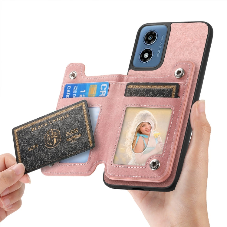 For Motorola Moto G35 Retro MagSafe Zipper Wallet Card Bag Back Phone Case