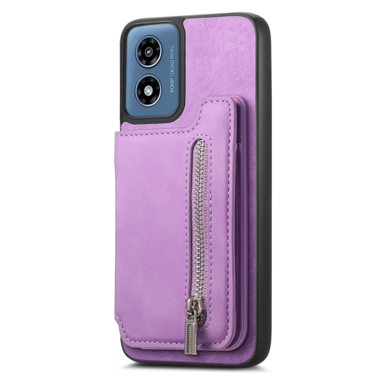 For Motorola Moto G35 Retro MagSafe Zipper Wallet Card Bag Back Phone Case