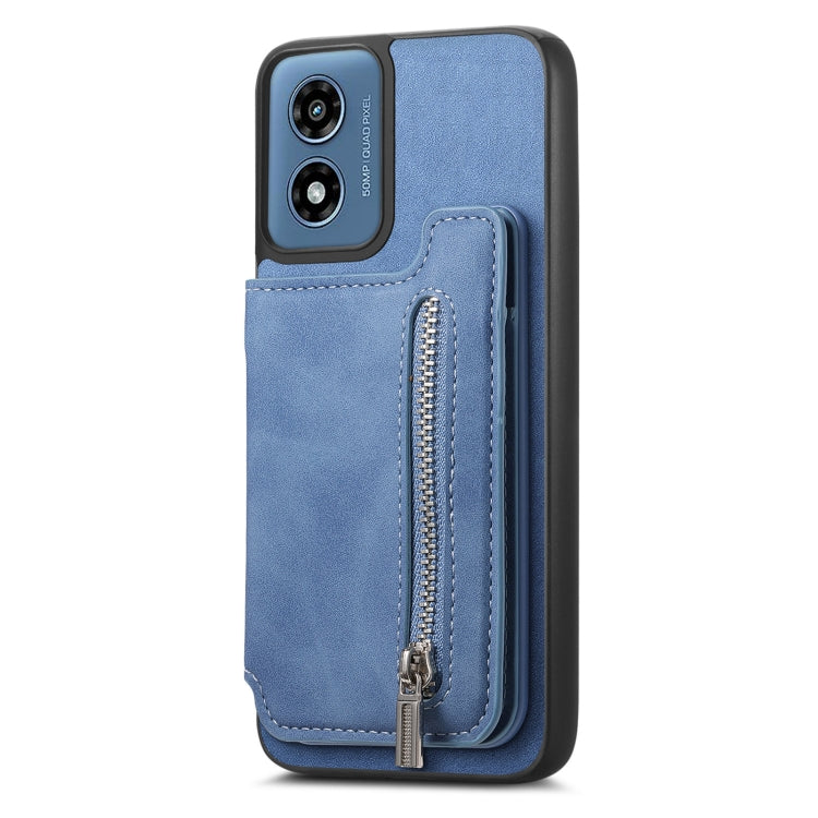 For Motorola Moto G55 Retro MagSafe Zipper Wallet Card Bag Back Phone Case