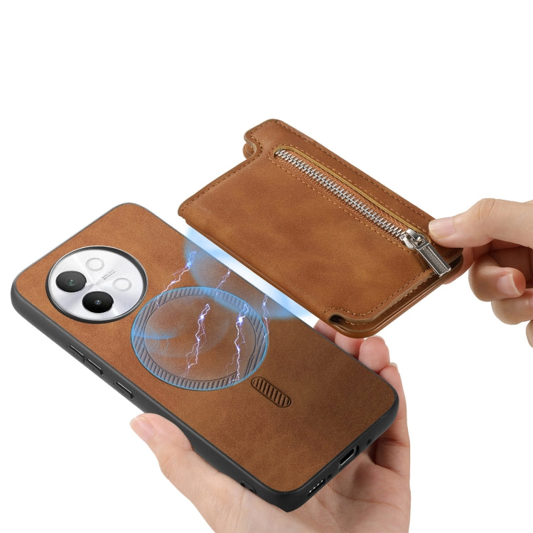 For vivo S18 / S18 Pro 5G Retro MagSafe Zipper Wallet Card Bag Back Phone Case