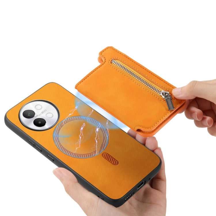 For vivo S18e 5G Retro MagSafe Zipper Wallet Card Bag Back Phone Case