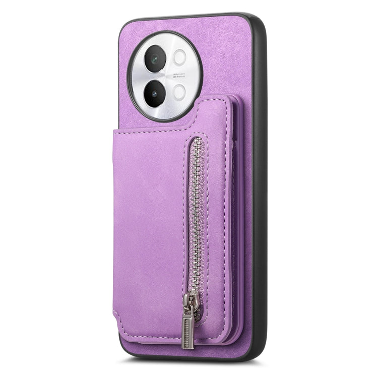 For vivo S18e 5G Retro MagSafe Zipper Wallet Card Bag Back Phone Case