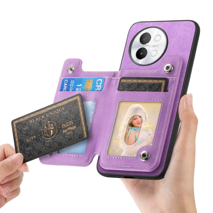 For vivo S18e 5G Retro MagSafe Zipper Wallet Card Bag Back Phone Case