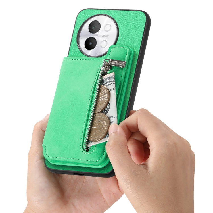 For vivo S18e 5G Retro MagSafe Zipper Wallet Card Bag Back Phone Case