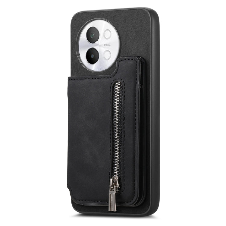 For vivo S18e 5G Retro MagSafe Zipper Wallet Card Bag Back Phone Case