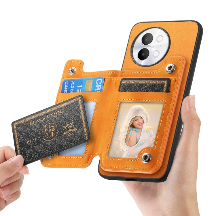 For vivo X100 5G Retro MagSafe Zipper Wallet Card Bag Back Phone Case