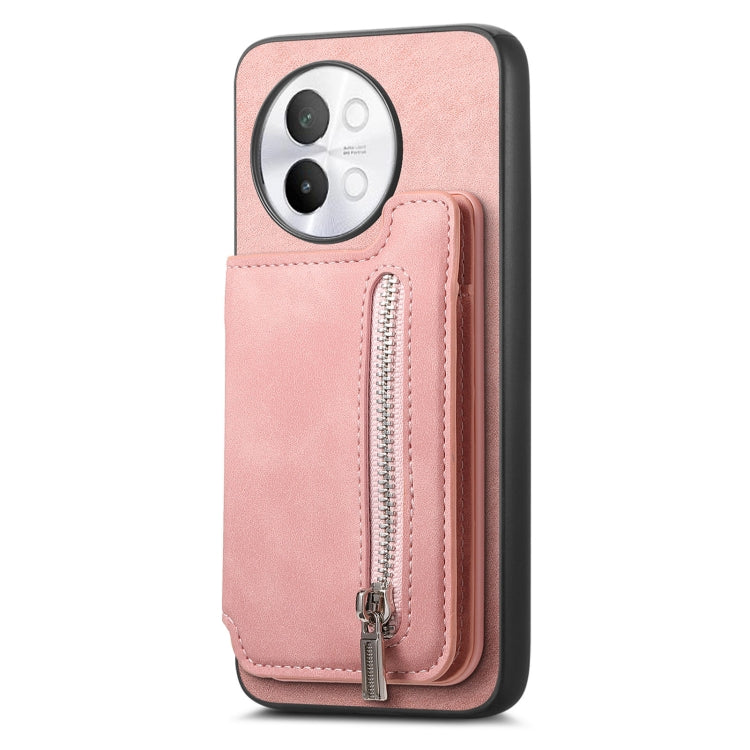 For vivo X100 5G Retro MagSafe Zipper Wallet Card Bag Back Phone Case