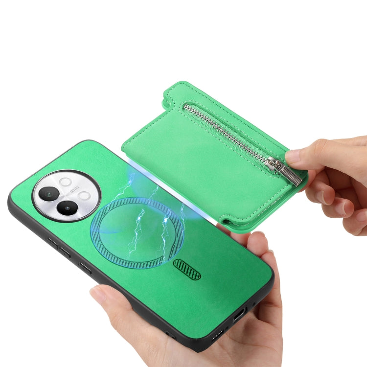 For vivo X100 5G Retro MagSafe Zipper Wallet Card Bag Back Phone Case